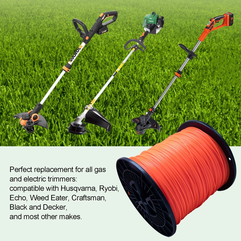 KAKO 095 Trimmer Line, 095 Weed Eater String, 0.095" Weed Wacker String, Commercial Grade Round Nylon String Trimmer Line .095 Replacement For String Trimmer Weed Trimmers .095"-1280ft-5lb-Spool(Orangeï¼‰ - Image 2